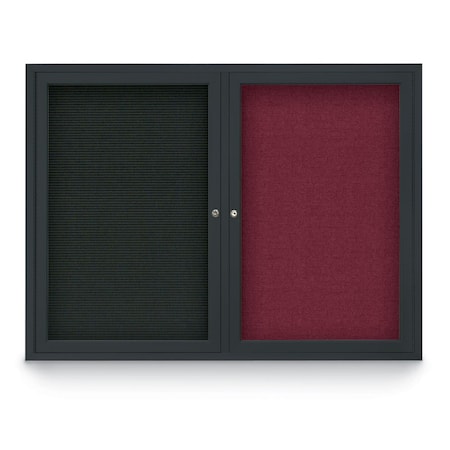 United Visual Products Decor Wood Combo Board, 36"x24", Light Oak/White Porcelain & Pearl UV702DEFAB-LTOAK-WHTPORC-PEARL